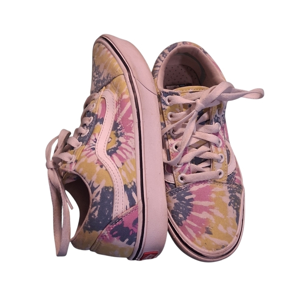 Tie Dye Vans Lace Up Skate Shoes Women 6.5 Men 5 Pink Yellow Blue Back To School